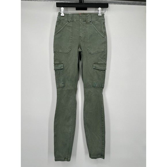 SPANX $118 Stretch Pull On‎ Green Cargo Casual Slim Leggings Pants Size s/P - Picture 1 of 10